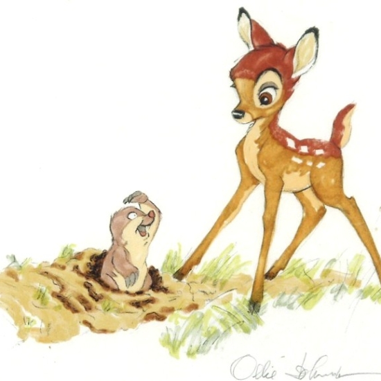 ディズニーアニメーションの絵画作品　タイトルは、Greetings - Bambi